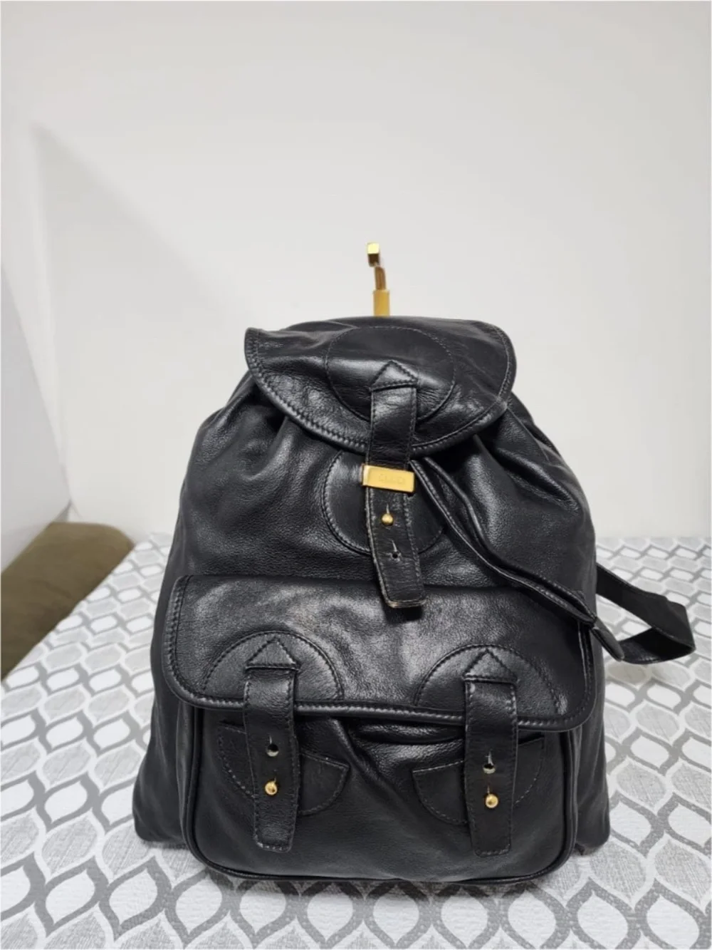 Authentic Gucci Vintage Leather Backpack Black Gucci Vintage Black Leather Unisex Backpack - Etsy main image 3